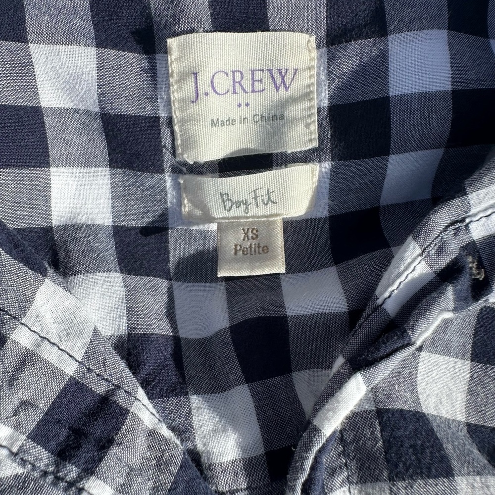 J. Crew Woman’s Petite Boy Fit Gingham Button Down Top Shirt B3 - Picture 2 of 4